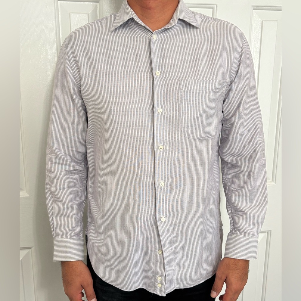 Armani Collezioni Blue Striped Button Down Shirt